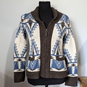 Pendleton Wool Alpaca Tribal Aztec Zip Up Sweater